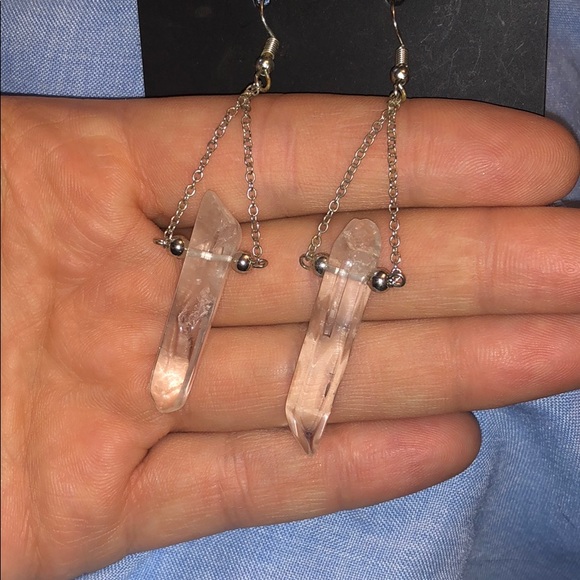 Crystal Quartz Dangle Silver Earrings - Picture 3 of 4
